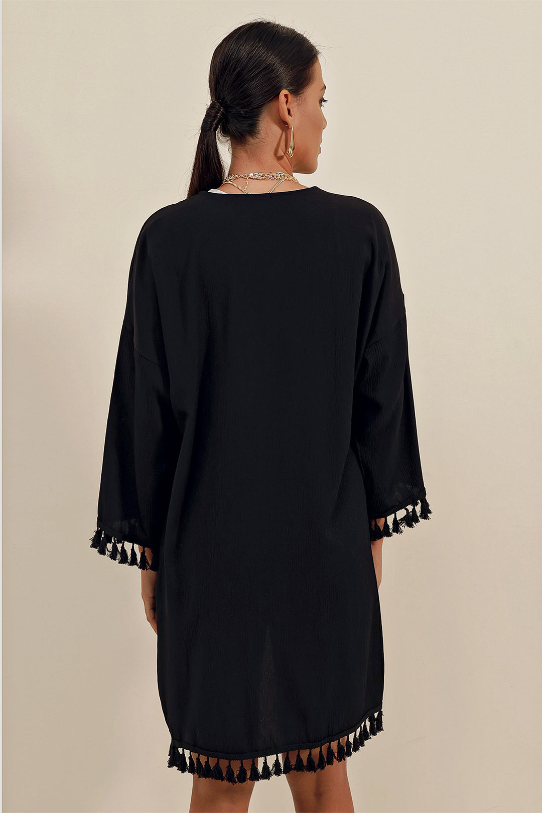 Bigdart 5833 Kimono à Volants - Noir