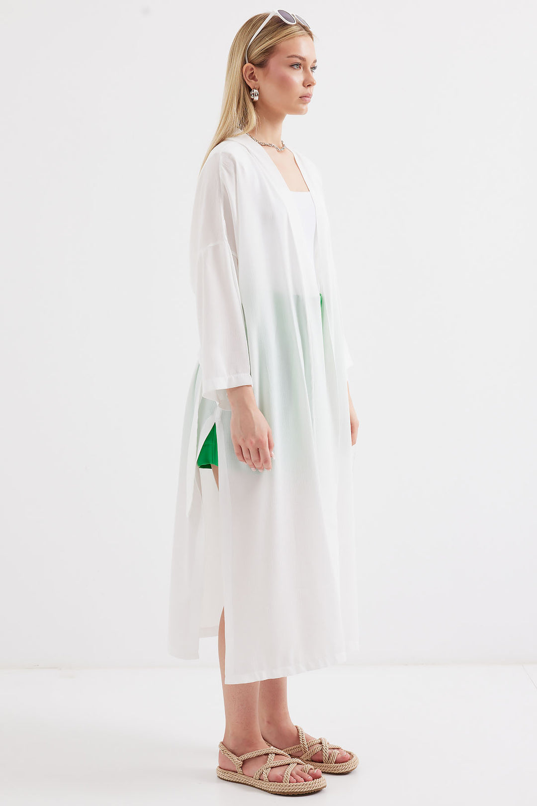 Bigdart Kimono d'été fendu 5835 - Blanc