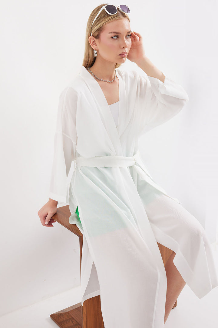 Bigdart Kimono d'été fendu 5835 - Blanc