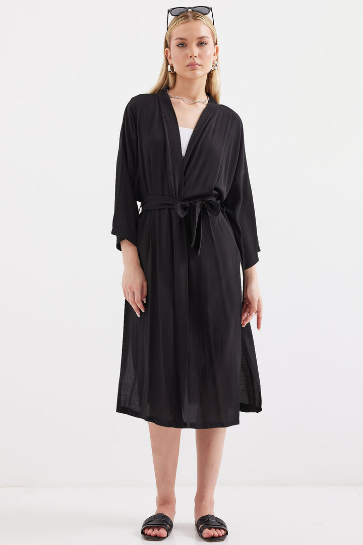 Bigdart 5835 Kimono d'été fendu - Noir
