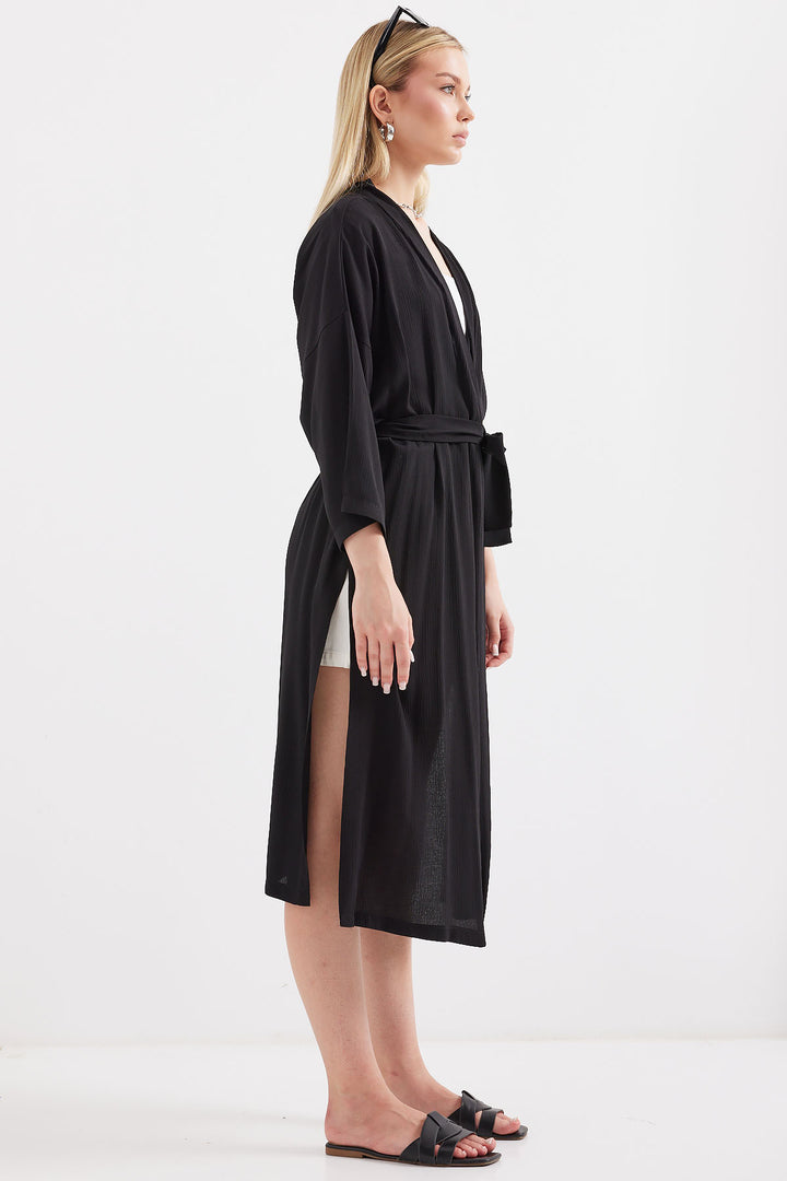 Bigdart 5835 Kimono d'été fendu - Noir