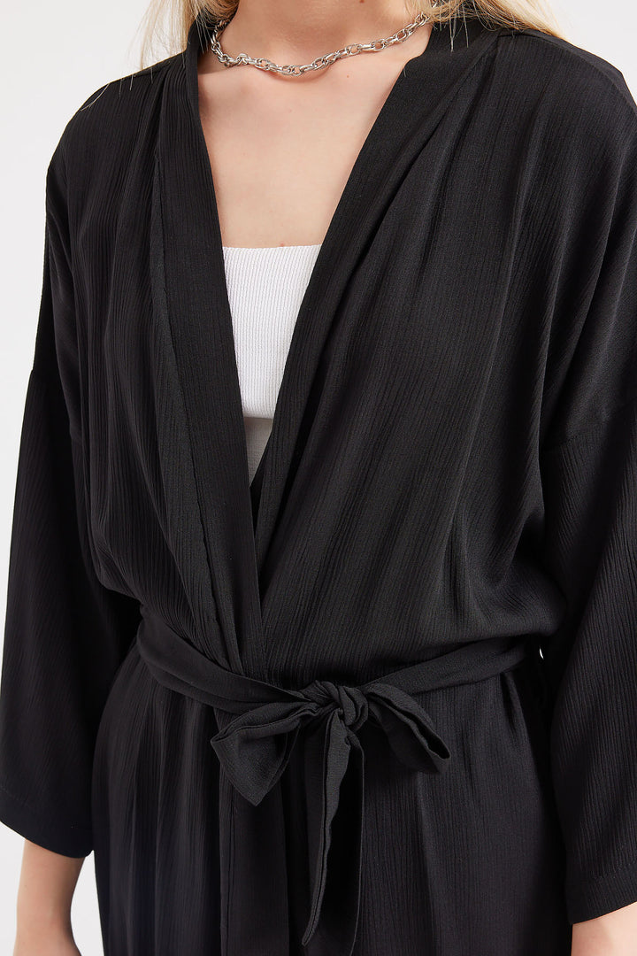 Bigdart 5835 Kimono d'été fendu - Noir