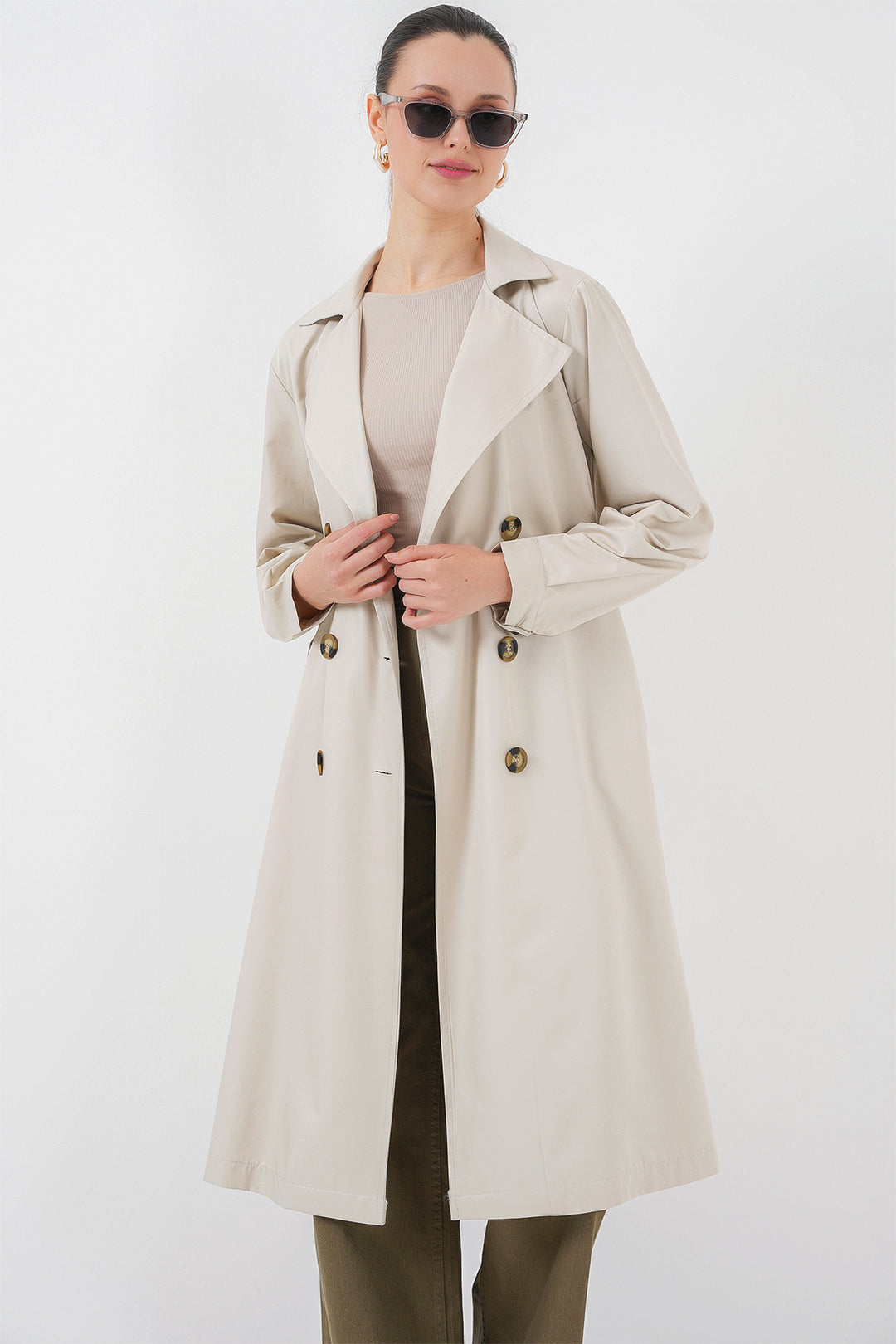 Bigdart 5853 Manteau trench à col croisé avec impression au dos - A.Bej