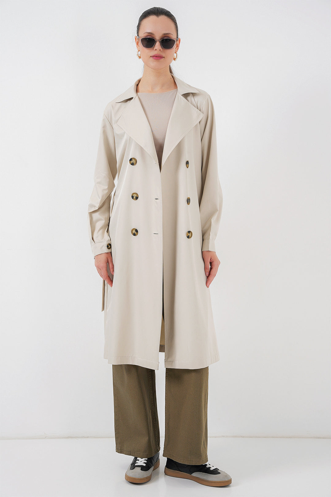 Bigdart 5853 Manteau trench à col croisé avec impression au dos - A.Bej