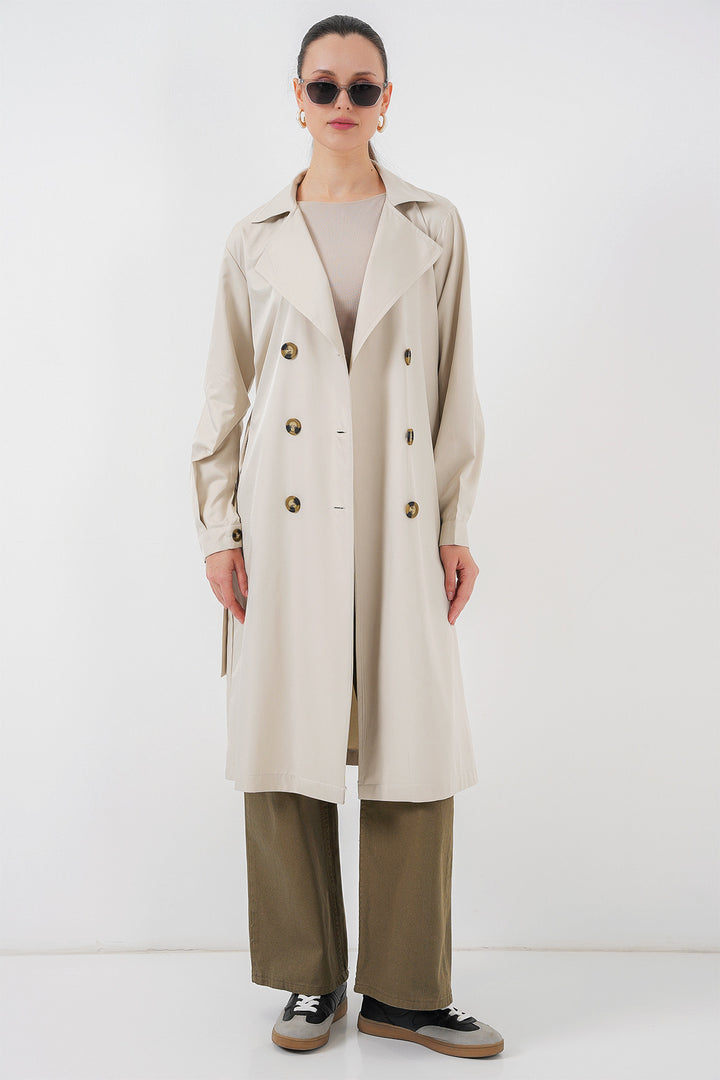 Bigdart 5853 Manteau trench à col croisé avec impression au dos - A.Bej