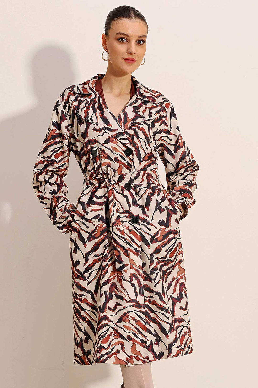 Bigdart Trench-coat à col croisé à motifs 5853 - c. Beige