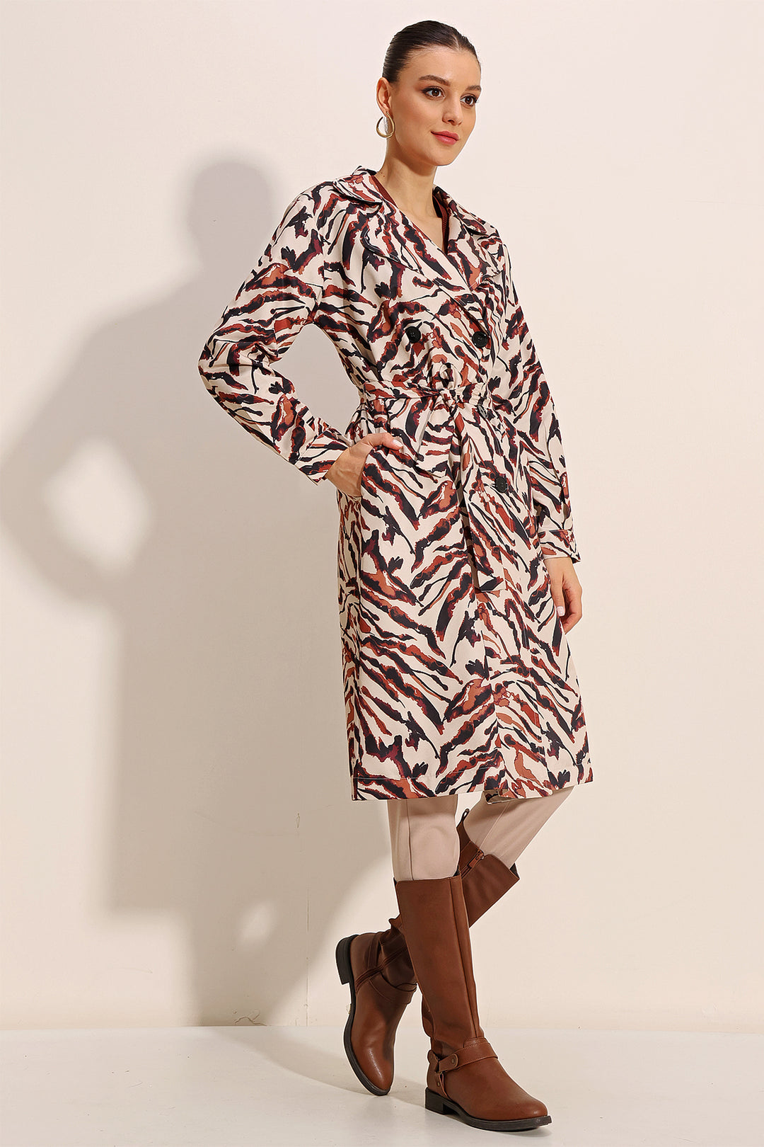 Bigdart Trench-coat à col croisé à motifs 5853 - c. Beige