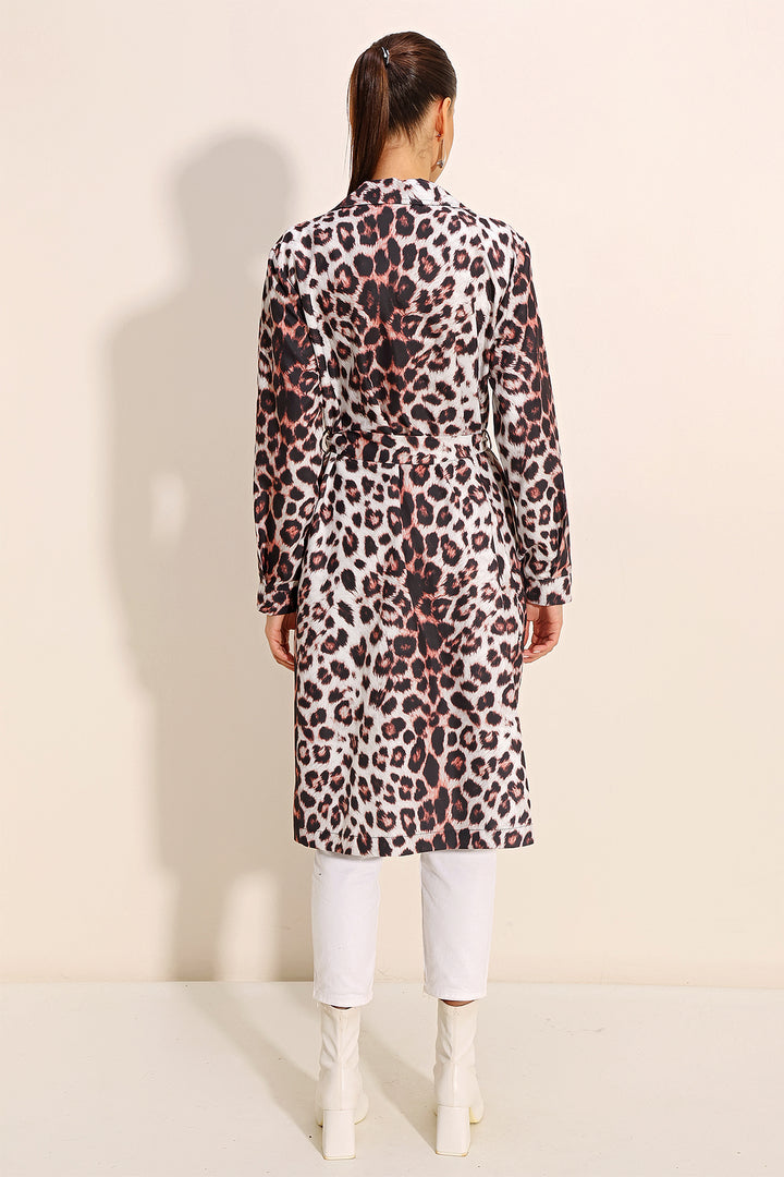 Bigdart 5853 Manteau trench croisé à motifs - Écru