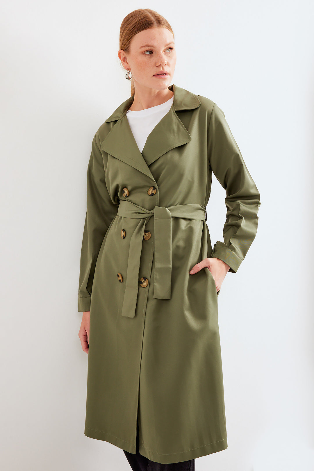 Bigdart 5853 Trench-coat à col croisé - Kaki