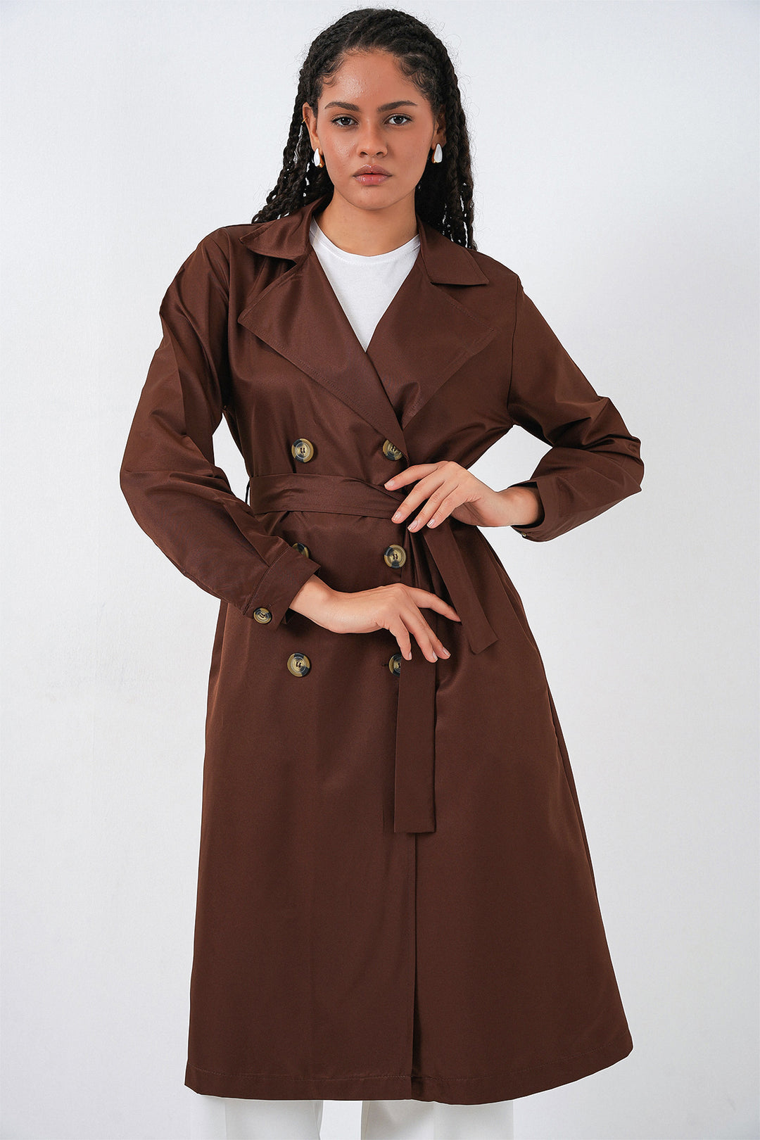 Bigdart 5853 Manteau Trench Croisé - Marron