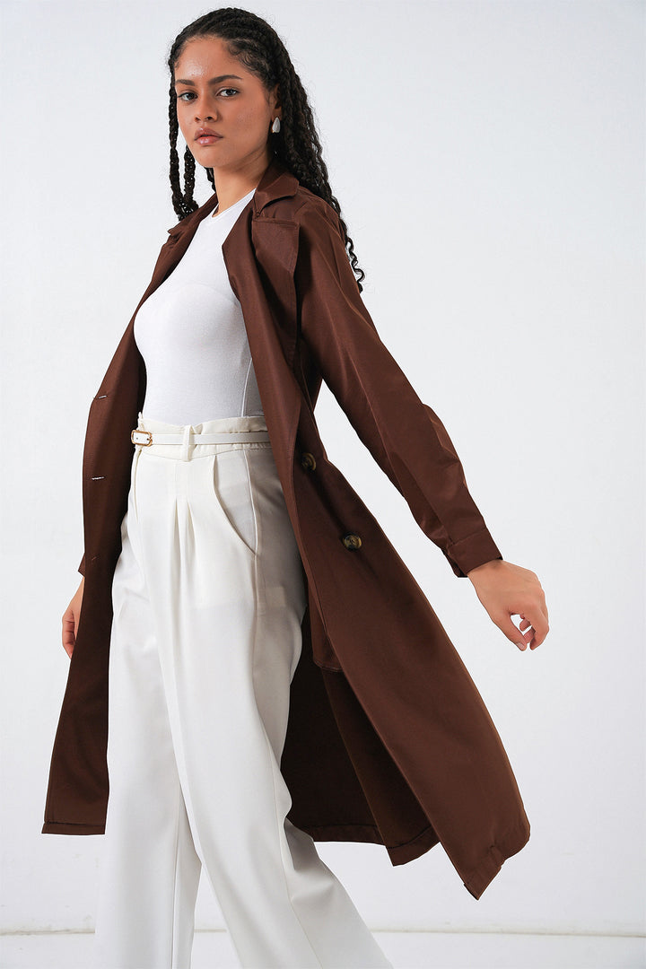 Bigdart 5853 Manteau Trench Croisé - Marron