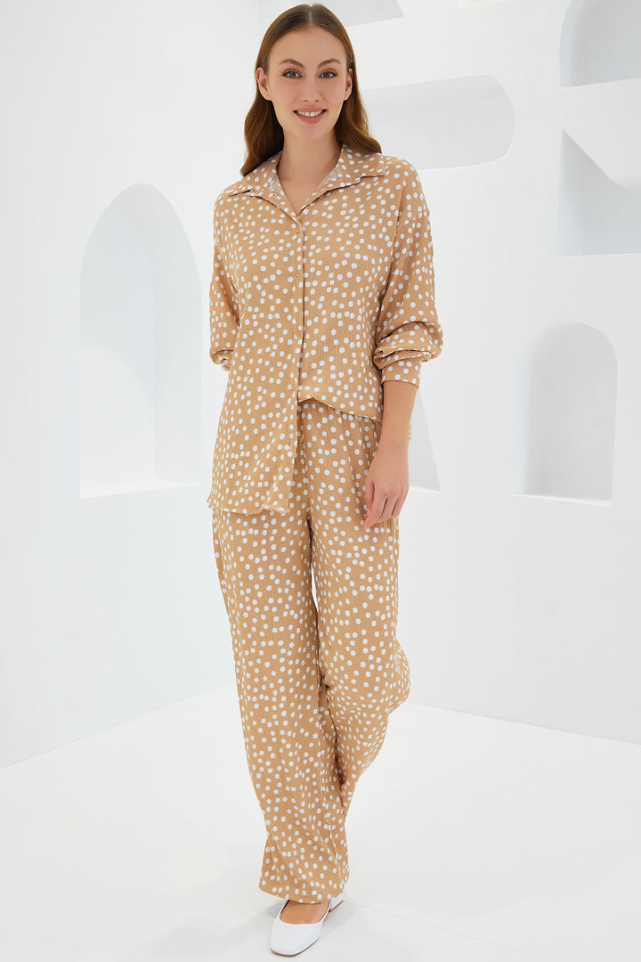 Bigdart Ensemble tricot à pois beige écru pour femme 5858 - Beige