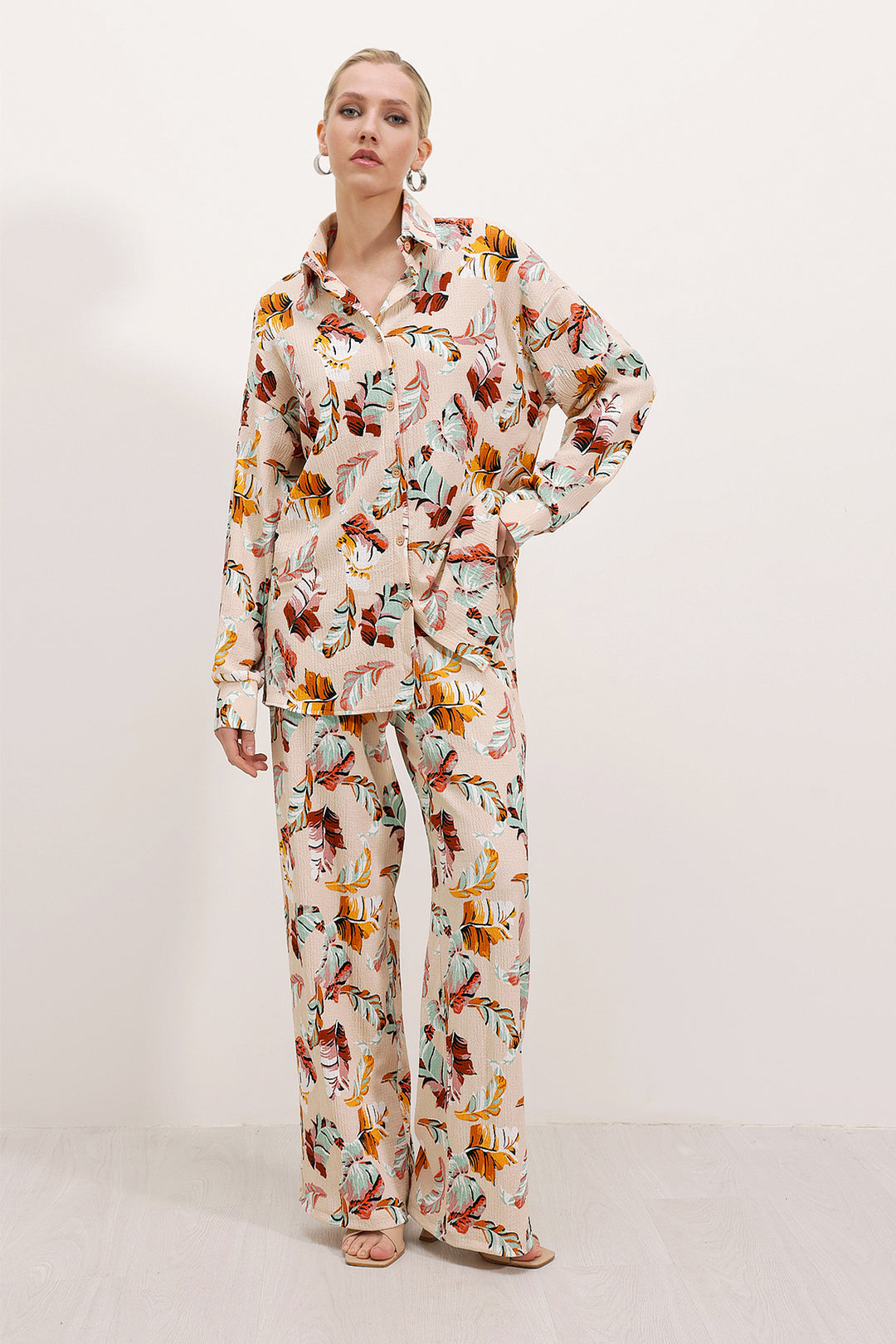 Bigdart Ensemble tricoté à motifs crème pour femme 5858