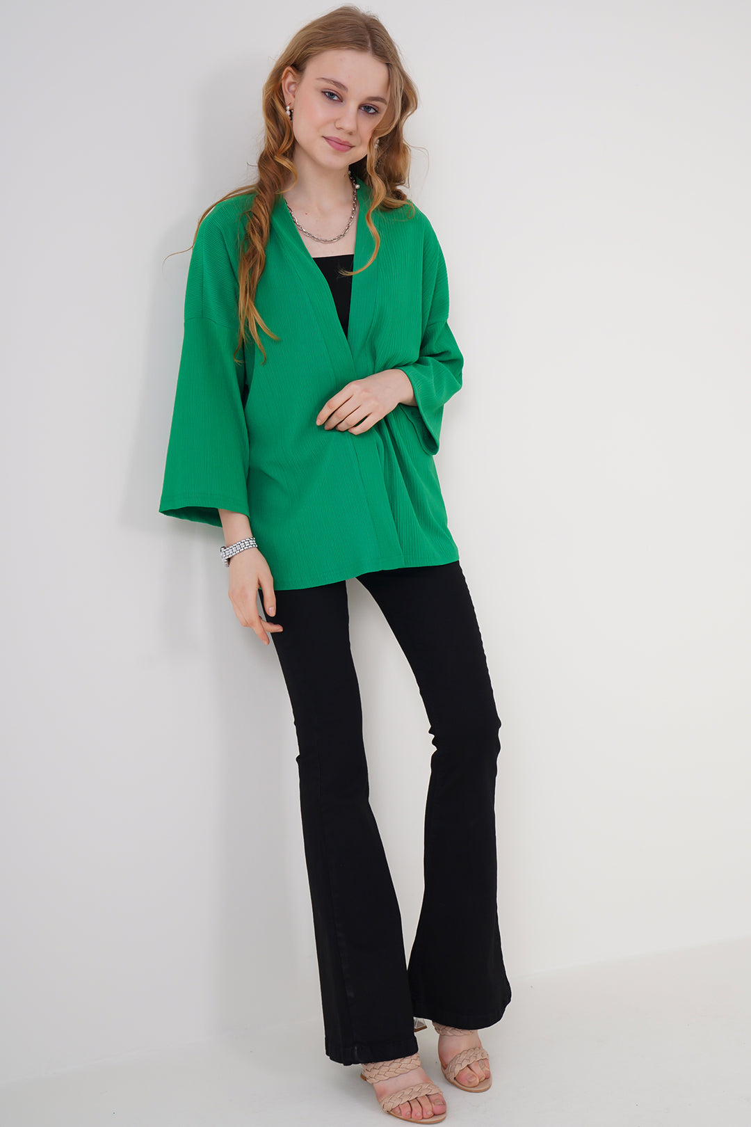 Bigdart 5862 Kimono tricoté - Vert