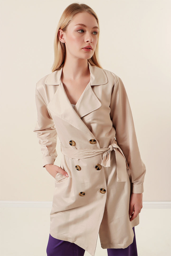 Bigdart 5864 Trench court à col croisé - Beige