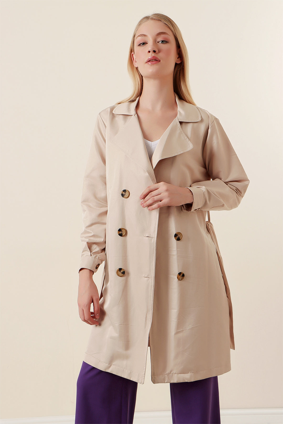 Bigdart 5864 Trench court à col croisé - Beige