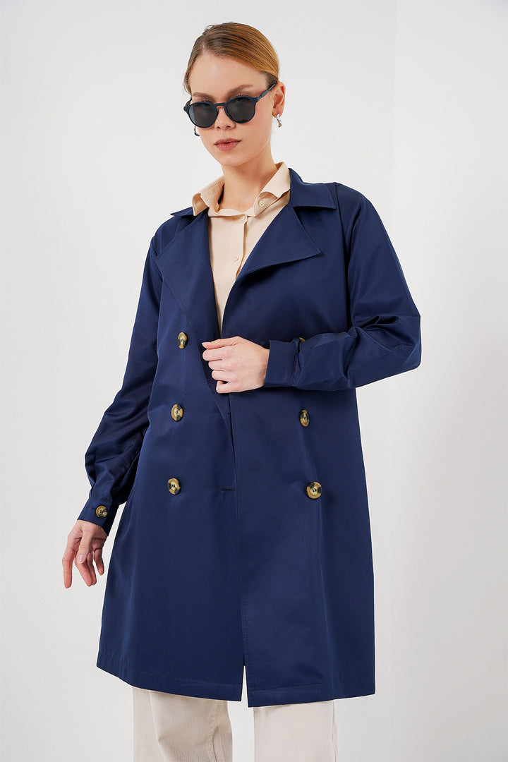 Bigdart Trench-Coat Court à Col Croisé 5864 - Bleu marine