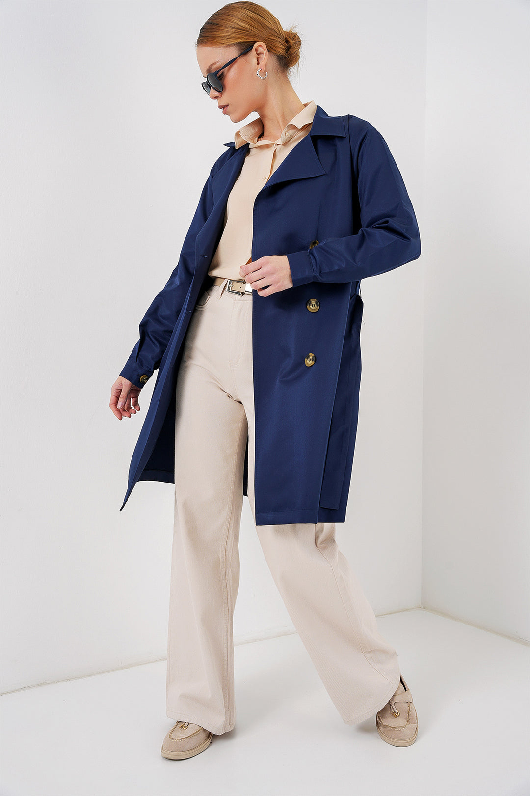 Bigdart Trench-Coat Court à Col Croisé 5864 - Bleu marine