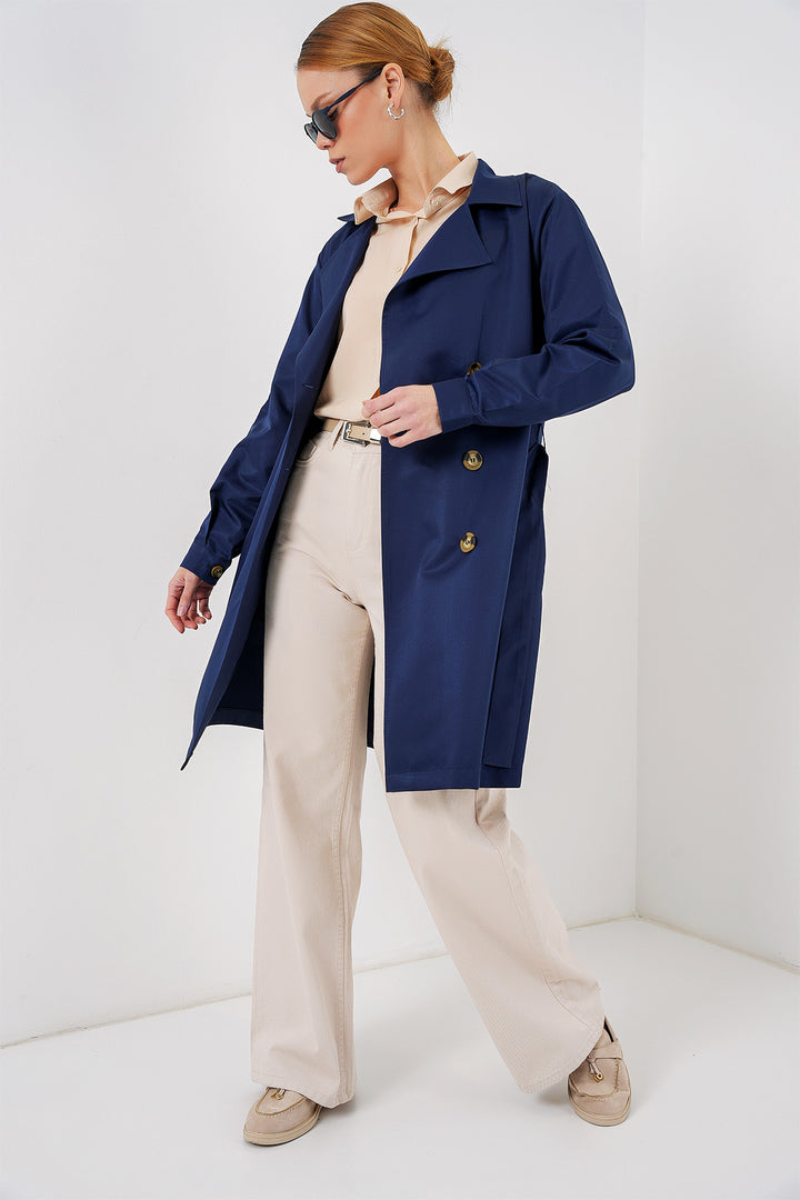 Bigdart Trench-Coat Court à Col Croisé 5864 - Bleu marine