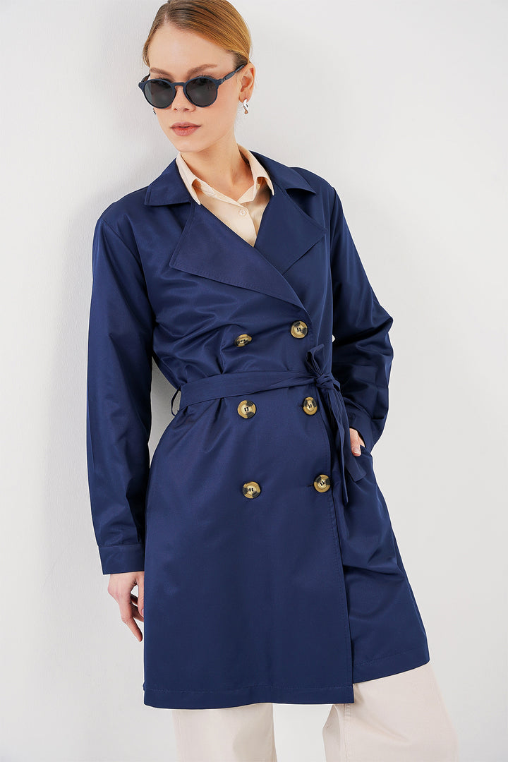 Bigdart Trench-Coat Court à Col Croisé 5864 - Bleu marine