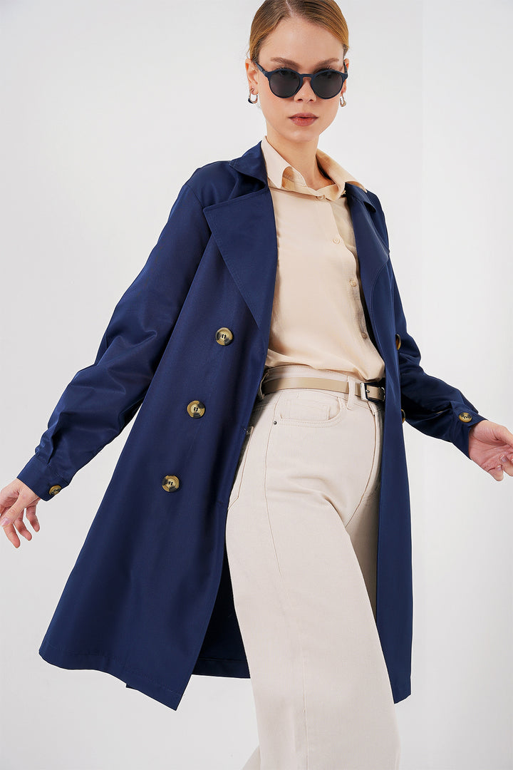 Bigdart Trench-Coat Court à Col Croisé 5864 - Bleu marine