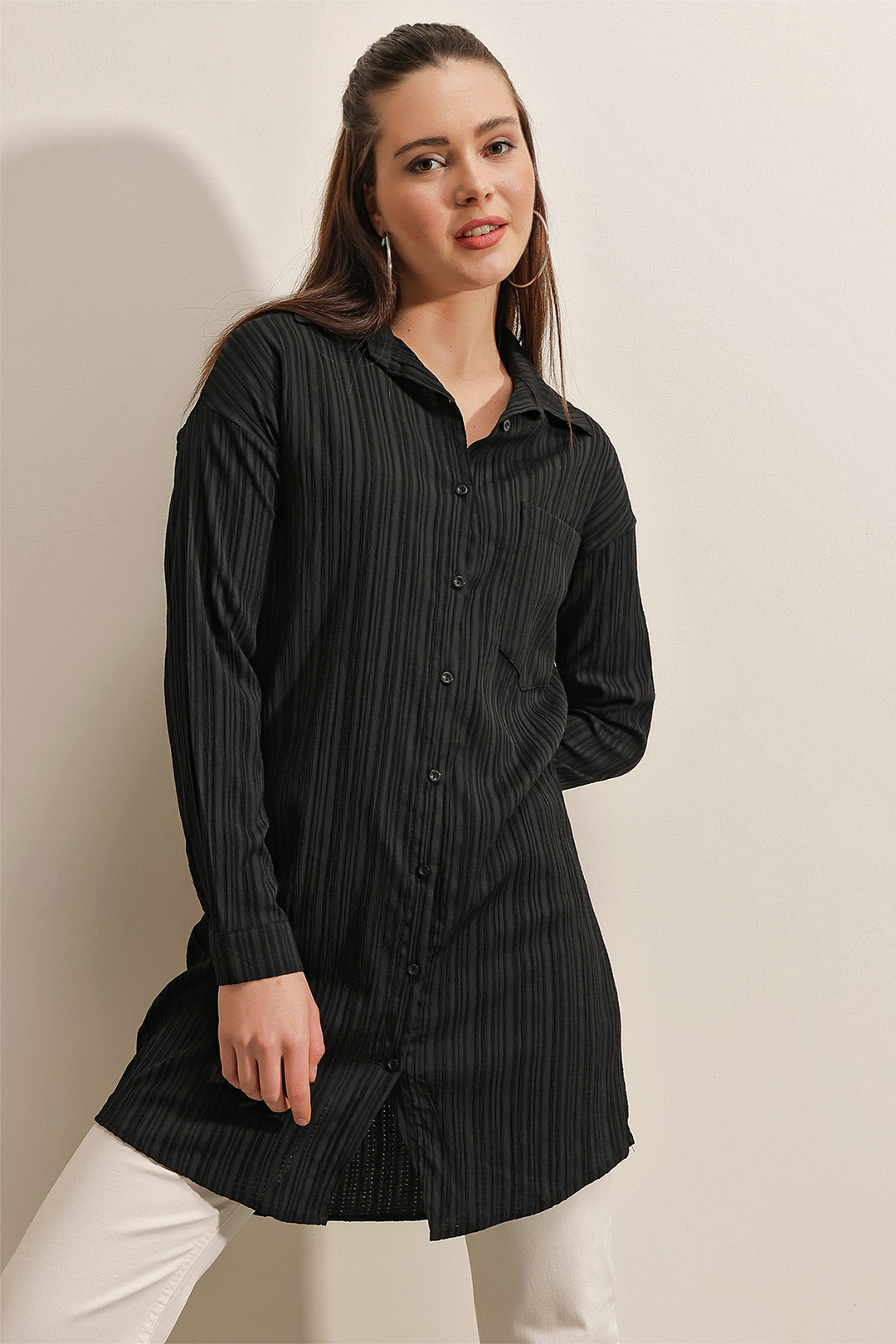 Bigdart 5884 Chemise longue en toile - Noir