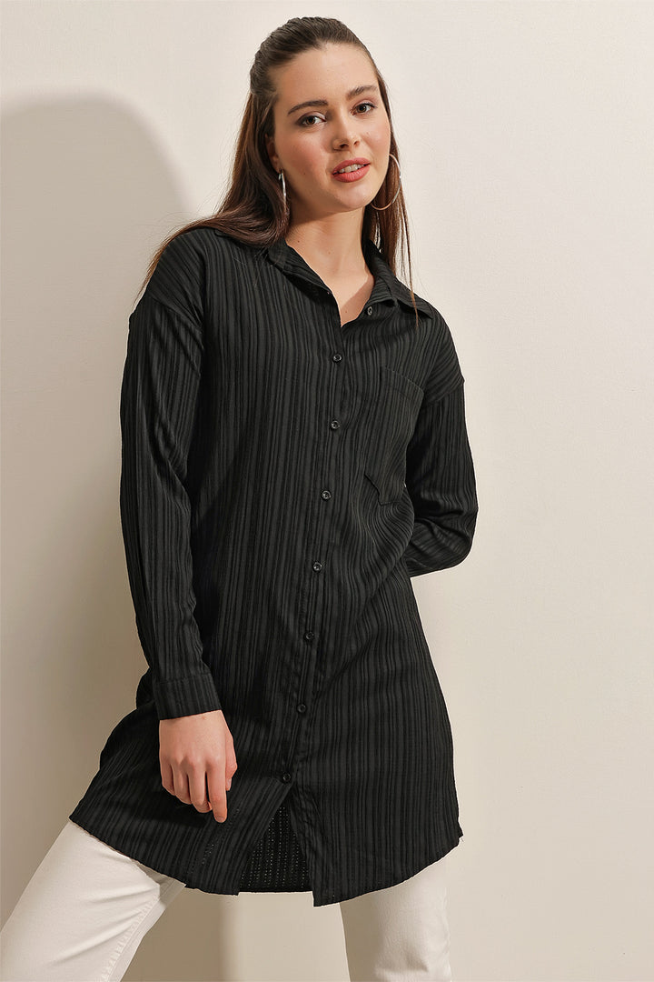Bigdart 5884 Chemise longue en toile - Noir