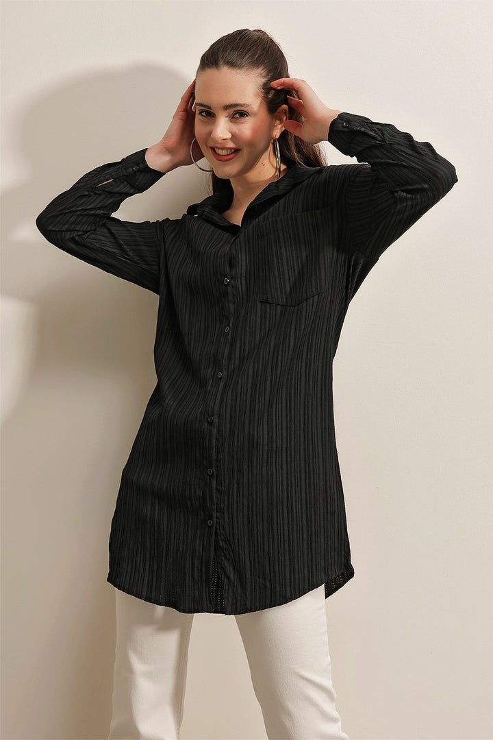 Bigdart 5884 Chemise longue en toile - Noir