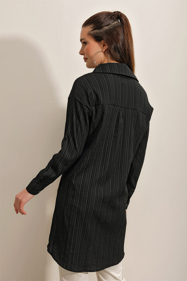 Bigdart 5884 Chemise longue en toile - Noir