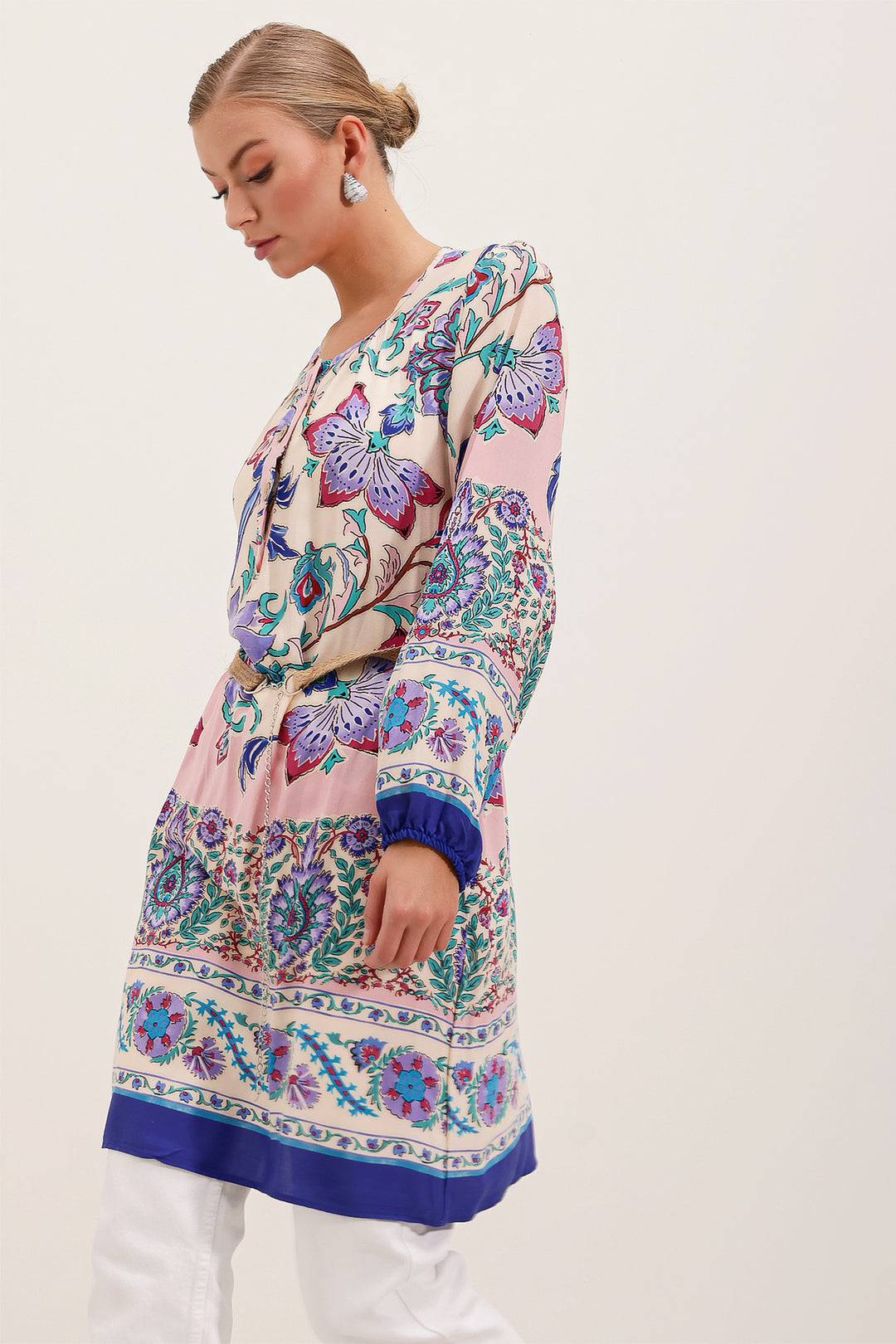 Bigdart 5902 Robe Imprimée Ceinturée - Violet