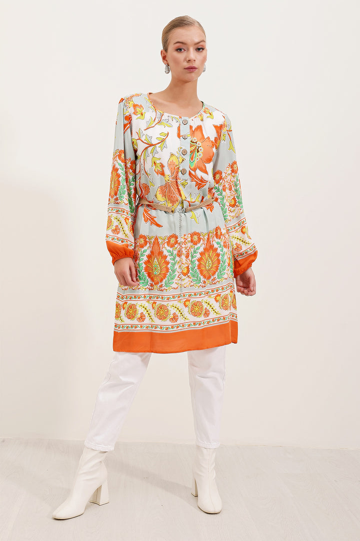 Bigdart 5902 Robe Imprimée Ceinturée - Orange