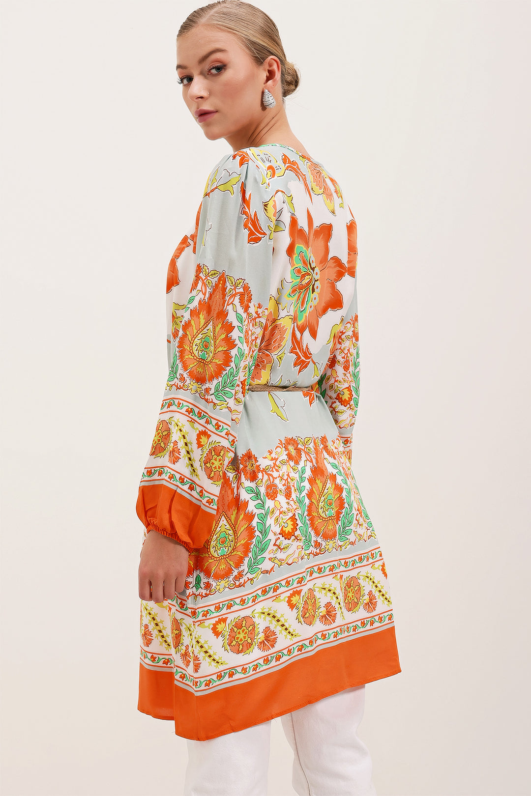 Bigdart 5902 Robe Imprimée Ceinturée - Orange