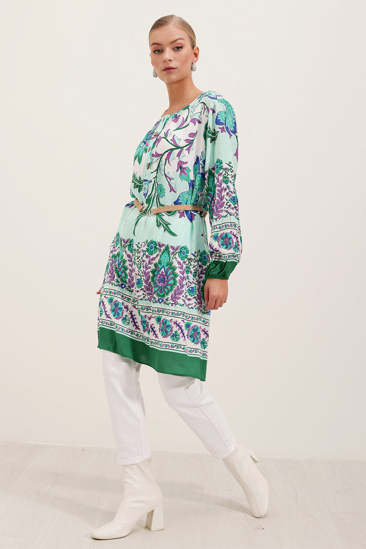 Bigdart 5902 Robe Imprimée Ceinturée - Vert
