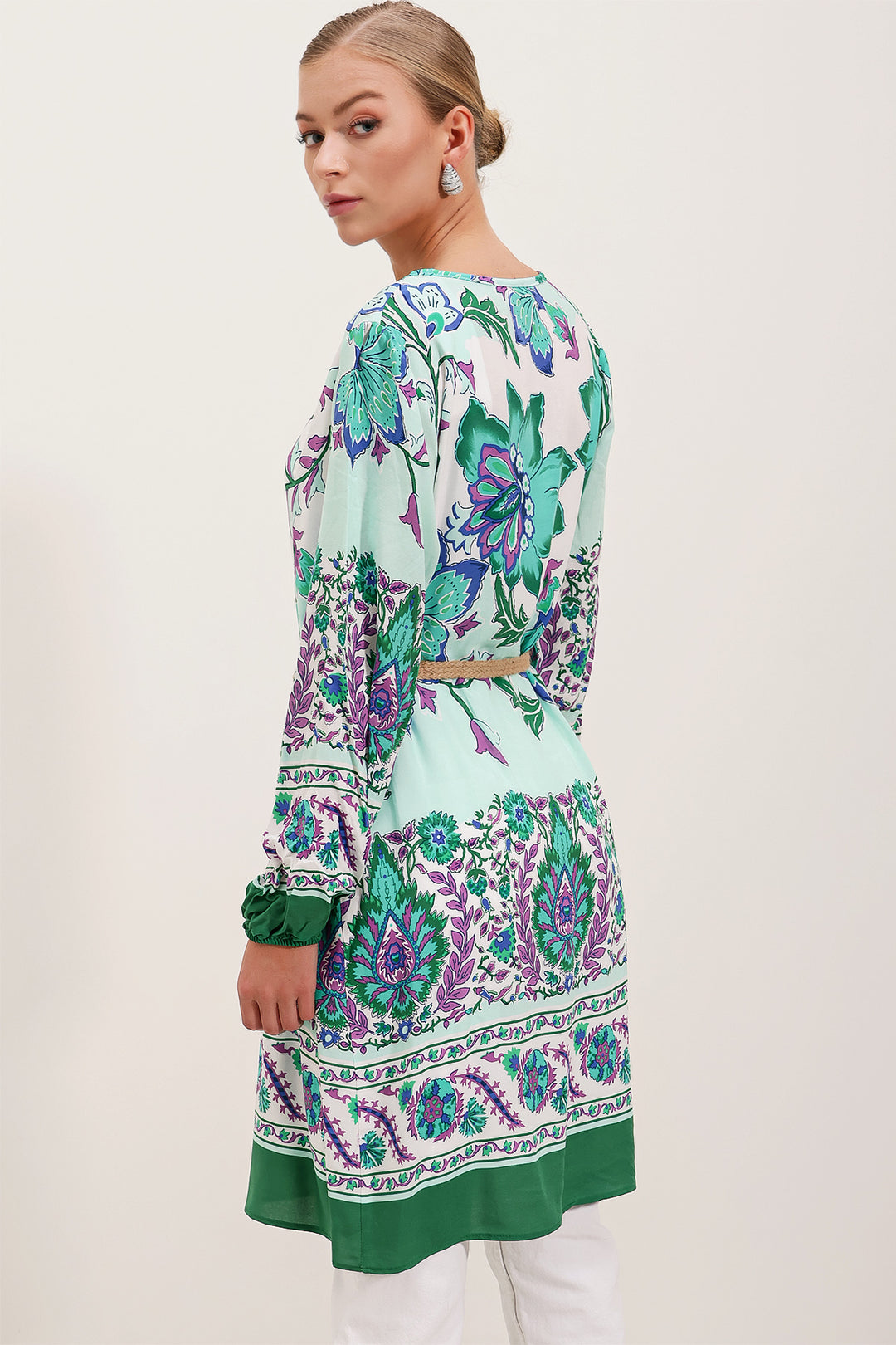 Bigdart 5902 Robe Imprimée Ceinturée - Vert