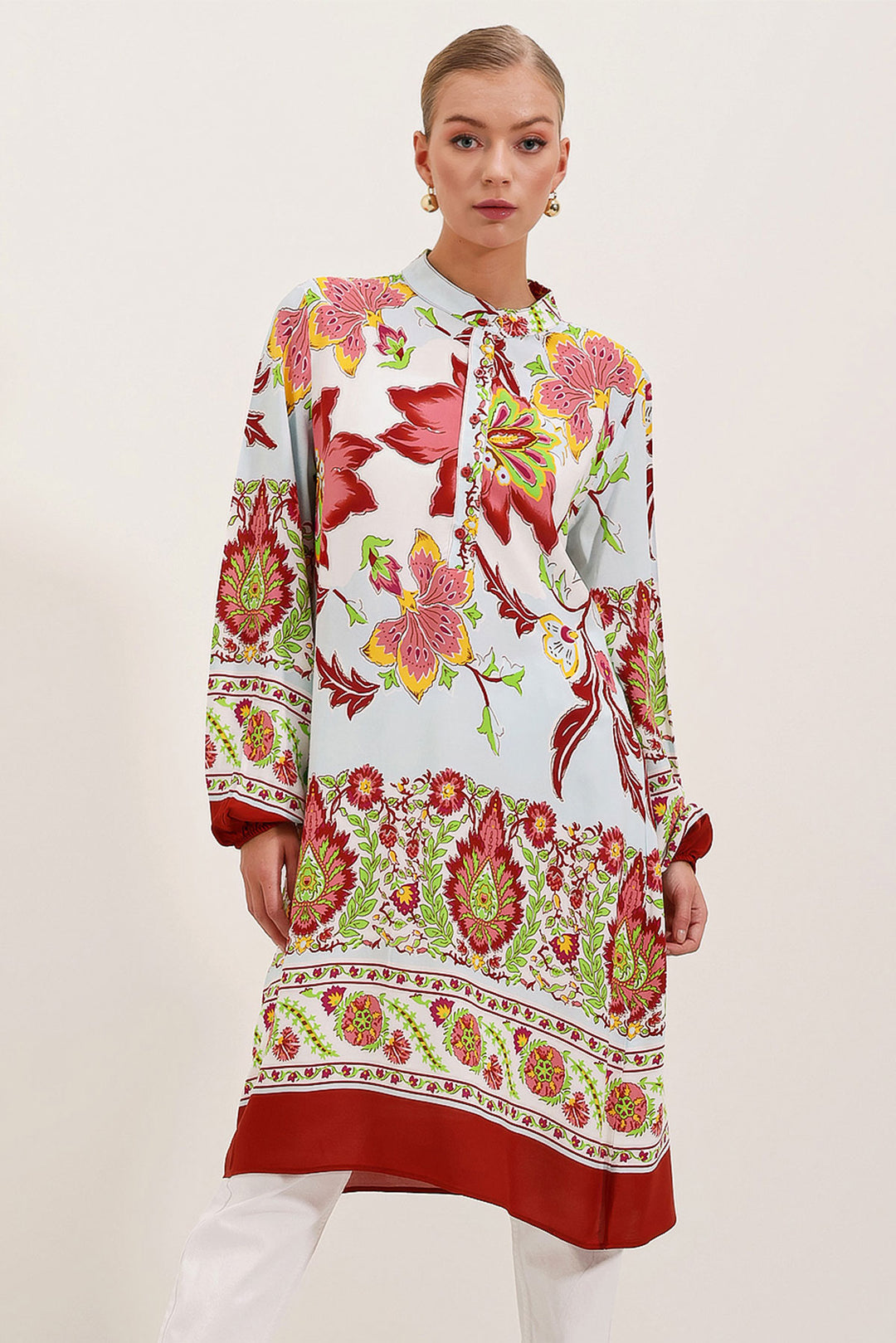 Bigdart 5903 Robe en Viscose Imprimée - Bordeaux