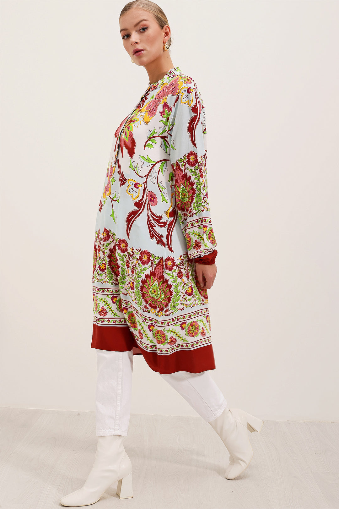 Bigdart 5903 Robe en Viscose Imprimée - Bordeaux