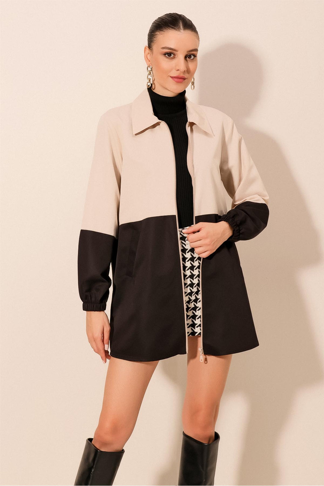 Bigdart Trench-coat saisonnier bicolore 5909 - Noir