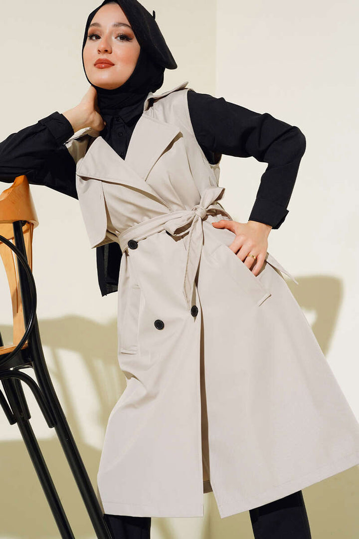 Bigdart Gilet trench à col croisé 5911 - Beige