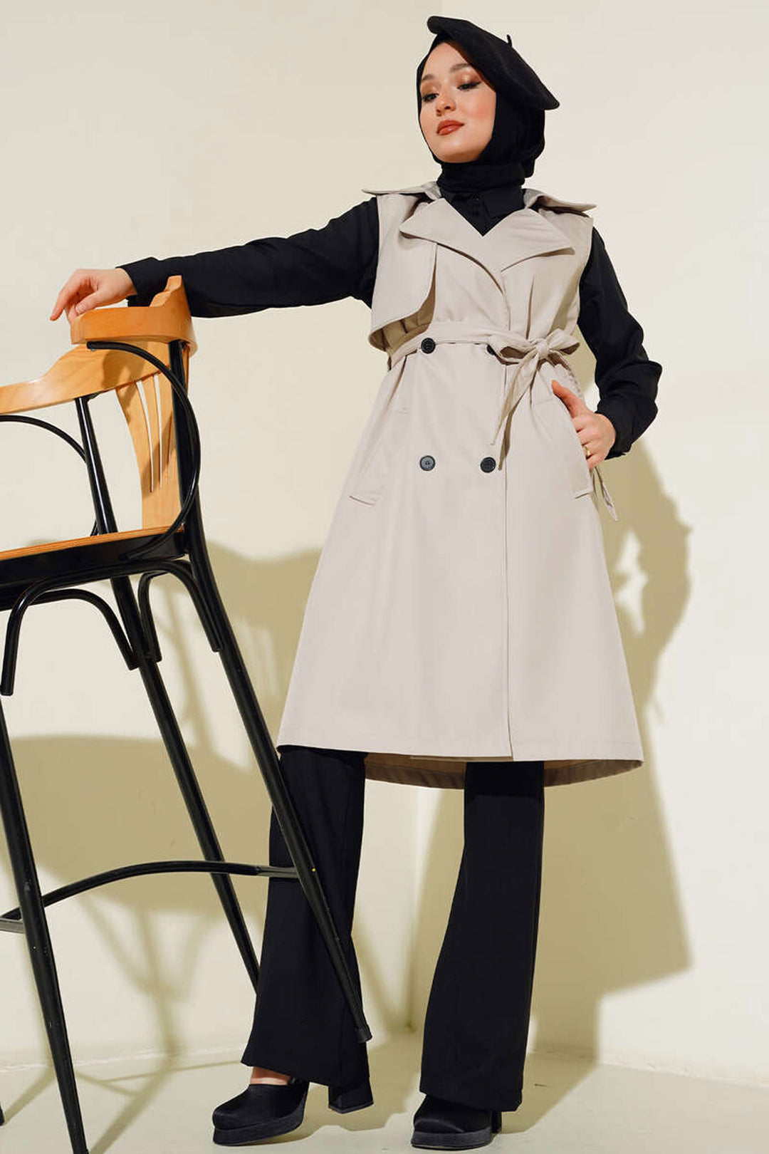 Bigdart Gilet trench à col croisé 5911 - Beige