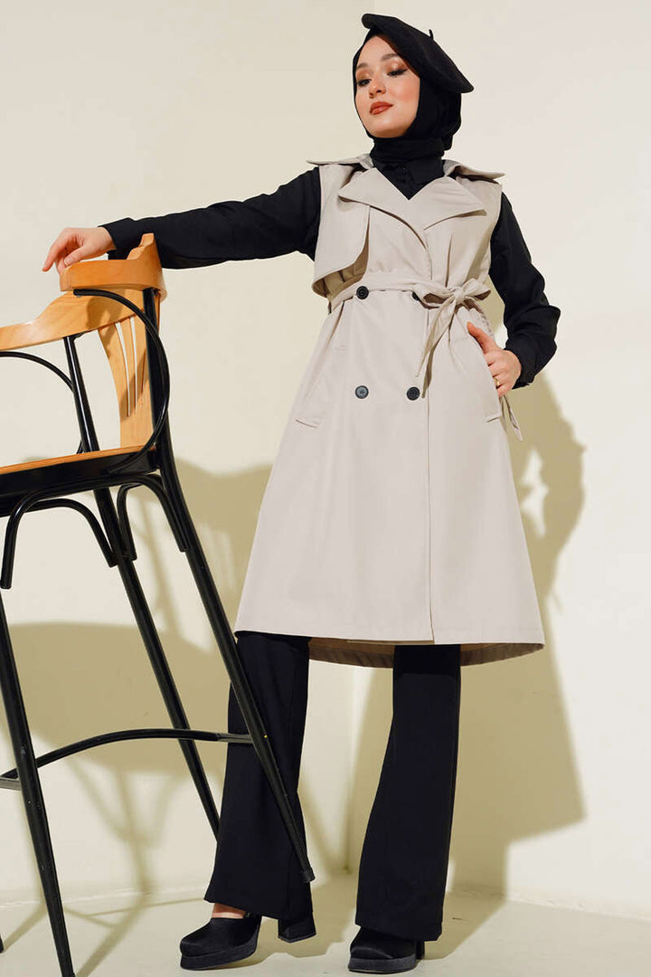 Bigdart Gilet trench à col croisé 5911 - Beige