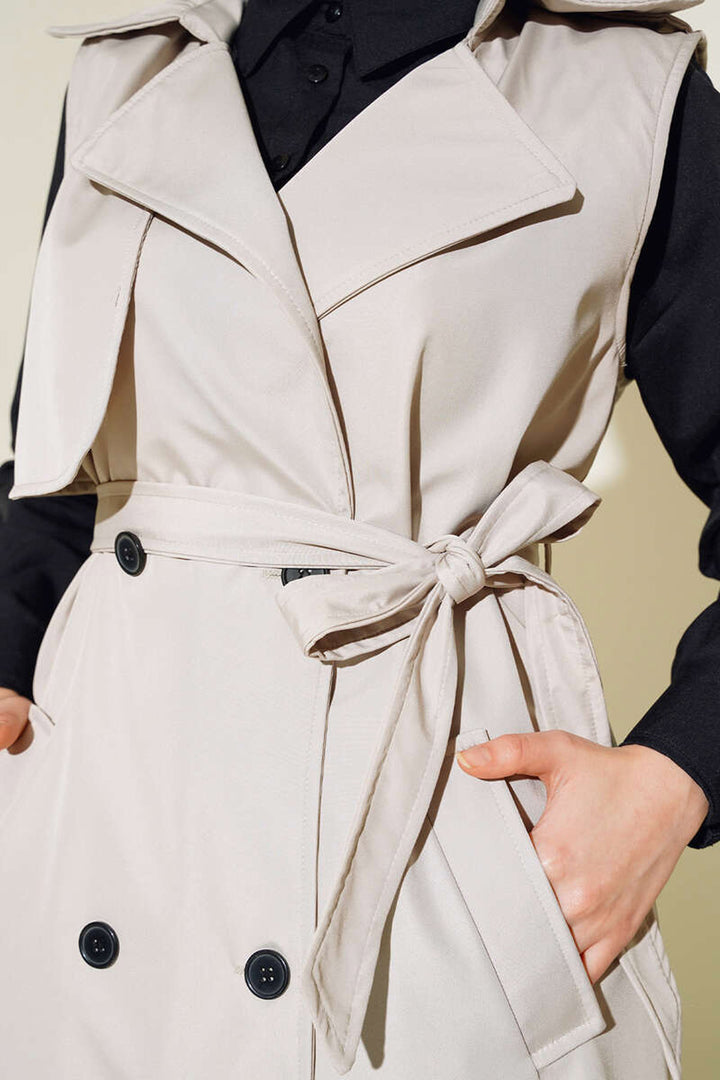 Bigdart Gilet trench à col croisé 5911 - Beige