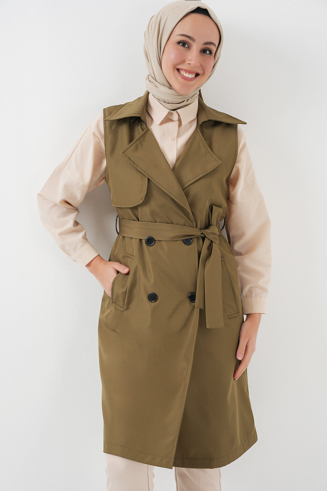 Bigdart 5911 Gilet Trench à Col Croisé - Kaki