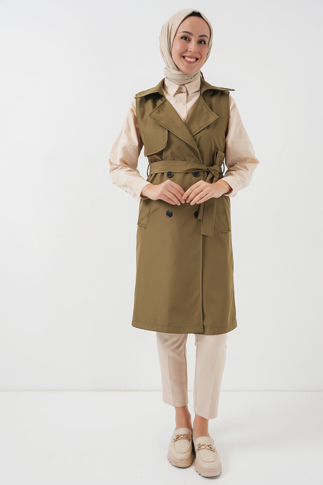 Bigdart 5911 Gilet Trench à Col Croisé - Kaki