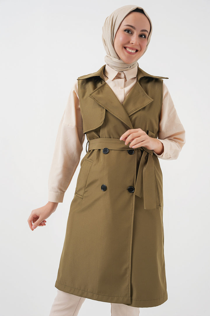 Bigdart 5911 Gilet Trench à Col Croisé - Kaki