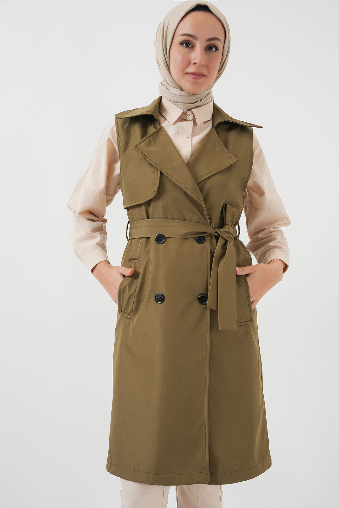 Bigdart 5911 Gilet Trench à Col Croisé - Kaki
