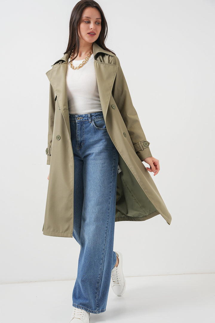 Bigdart Trench-coat à col croisé 5918 - Vert amande
