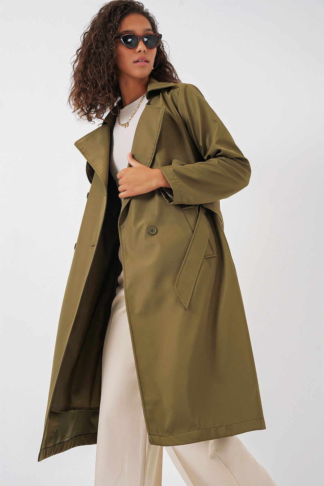 Bigdart 5918 Trench Coat à Col Croisé - Kaki