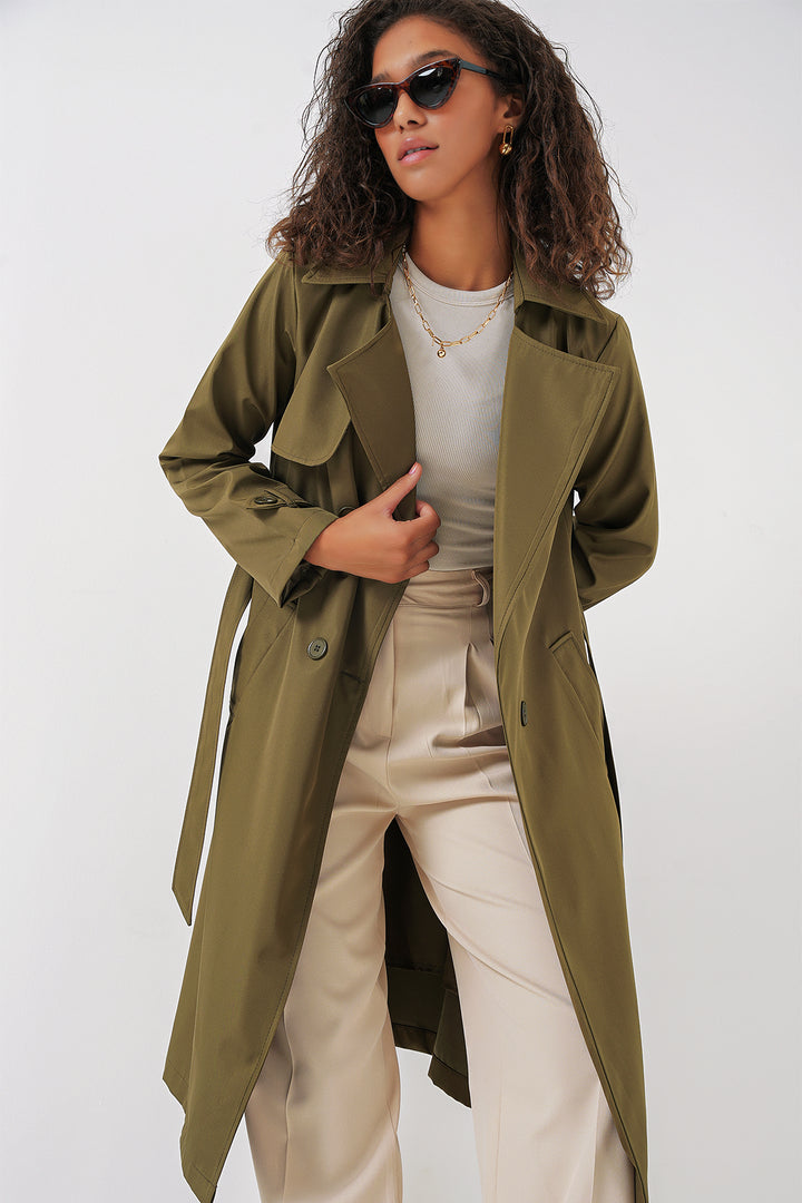 Bigdart 5918 Trench Coat à Col Croisé - Kaki