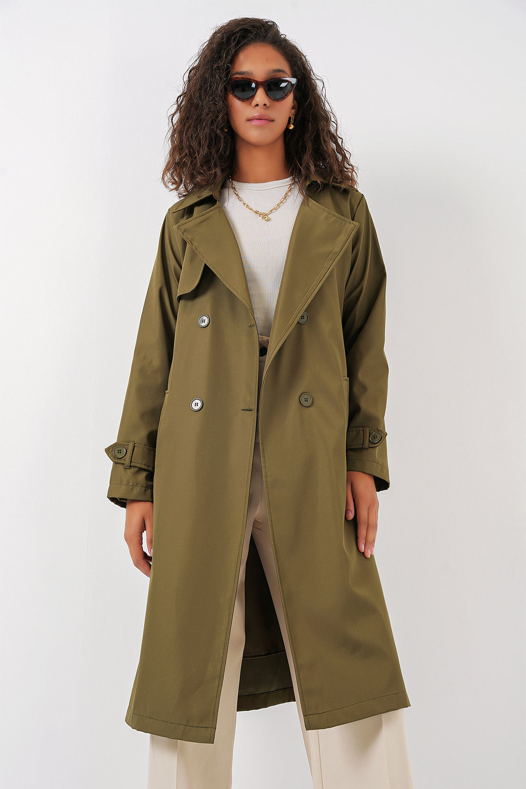 Bigdart 5918 Trench Coat à Col Croisé - Kaki