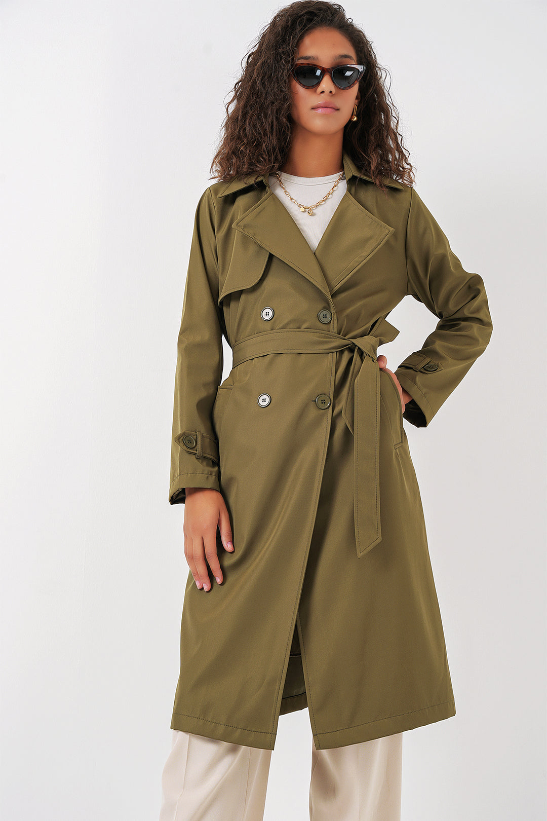 Bigdart 5918 Trench Coat à Col Croisé - Kaki